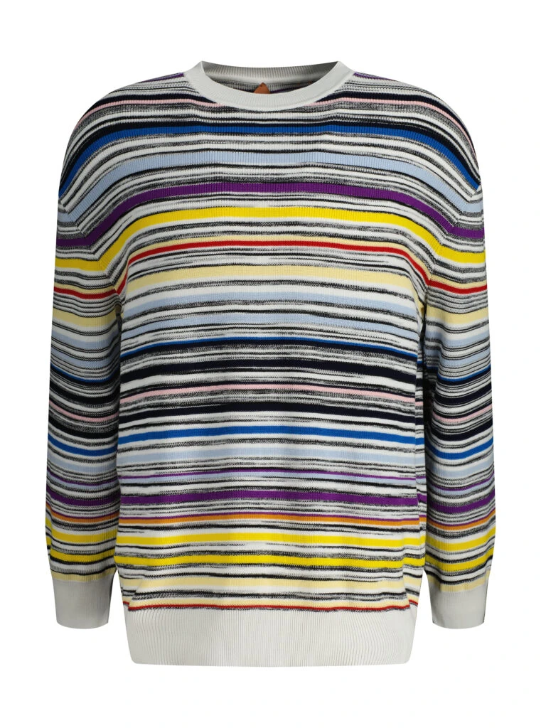 Missoni Rundhalspullover bunt geringelt 